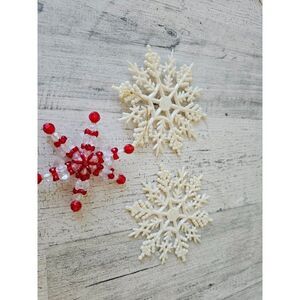 Glitter vintage snowflake ornament beaded Xmas tree set glitter